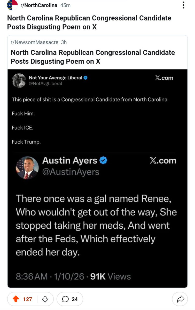 jtn191's tweet photo. @AustinAyers Start acting professionally. You're an embarrassment to NC https://t.co/IdMwR7s8wG