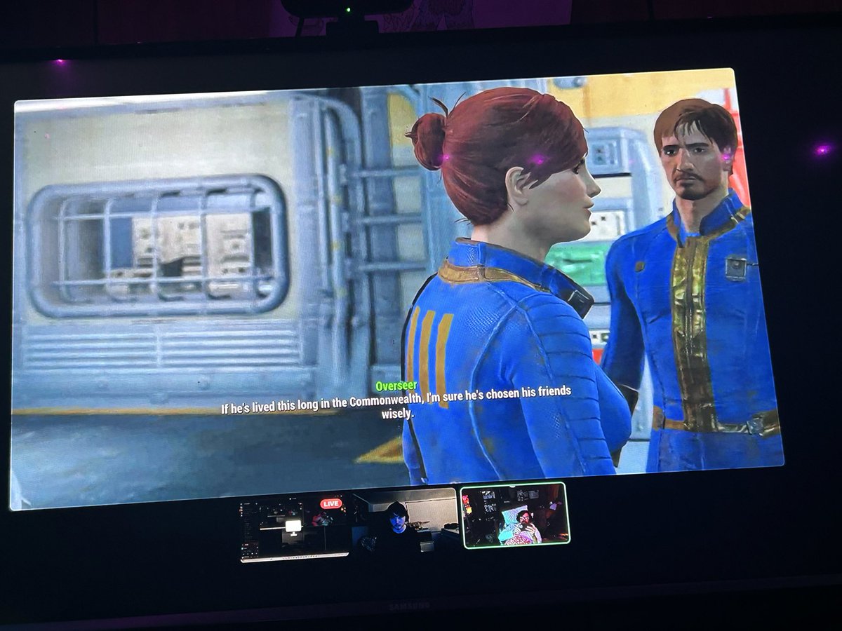 MintChipNeo's tweet photo. @bethesda 
I’m watching my boyfriend play FO4 and everyone on the first floor of Vault 81 is wearing a Vault 111 jumpsuit.
Did Vault-Tec mix up an order or did you guys mess something up? https://t.co/7oAMHUz85D
