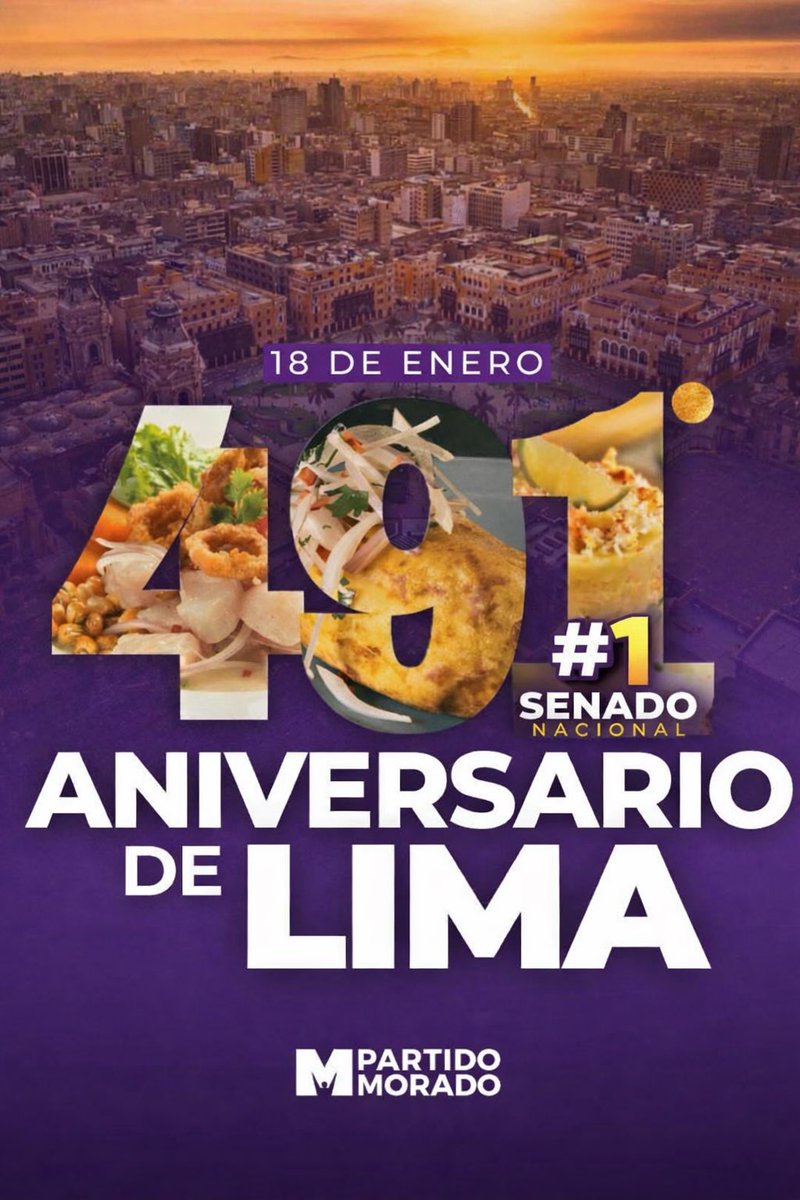 En el aniversario de Lima, saludo a una ciudad clave para la República.
Lima necesita instituciones que funcionen, seguridad, planificación y una política seria.
Recuperar Lima es parte de recuperar el país.
Feliz aniversario.