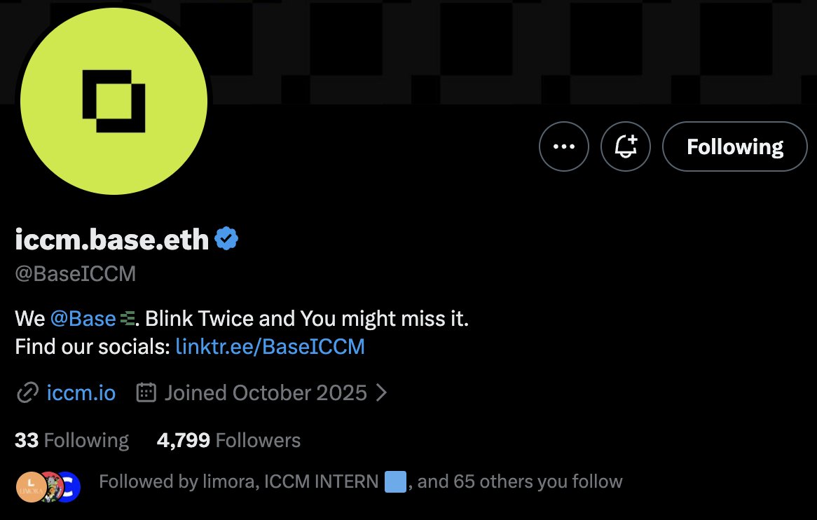 $iccm = internet creator capital markets 

jan 20 launch on <a href="/districtxyz/">District</a>

the first onchain incubator on <a href="/base/">Base</a>

shipping real projects w/ eth rewards

<a href="/bounddotxyz/">Bound</a> + <a href="/prophet_win/">Prophet</a> + <a href="/stakfund/">Stak</a>

team gave me 1 allo + 10 to giveaway

reply or dm if you want one

not financial advice