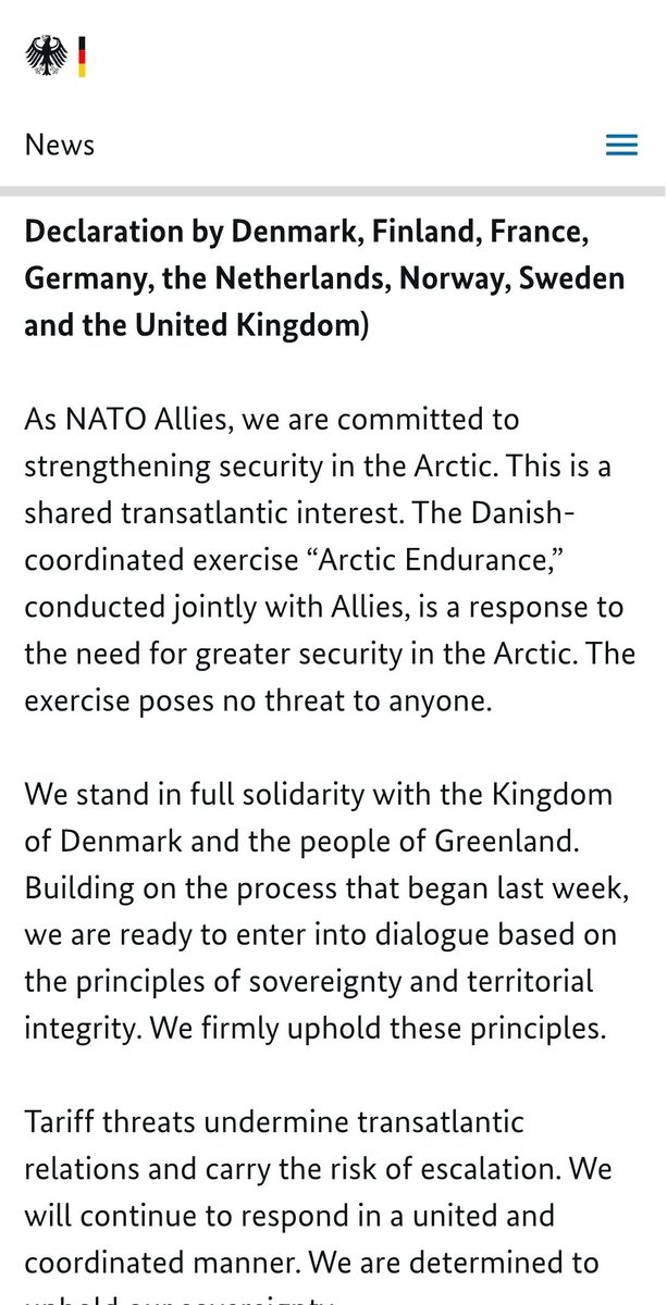 YannisKaramits's tweet image. Η Ελλάδα🇬🇷 και η Κύπρος🇨🇾 γιατί δεν εκφράζουν έστω συμβολικά αλληλεγγύη προς τη Δανία🇩🇰;
Τι νομίζουν, ότι τα εθνικά μας συμφέροντα είναι με τον Τραμπ🤡😂;
Το 2015 εκλιπαρούσαμε για ευρωπαϊκή αλληλεγγύη - 
και αυτοί🇪🇺 όντως μάς έσωσαν από την άβυσσο.
Τώρα;

Πολύ ταπεινή πολιτική.