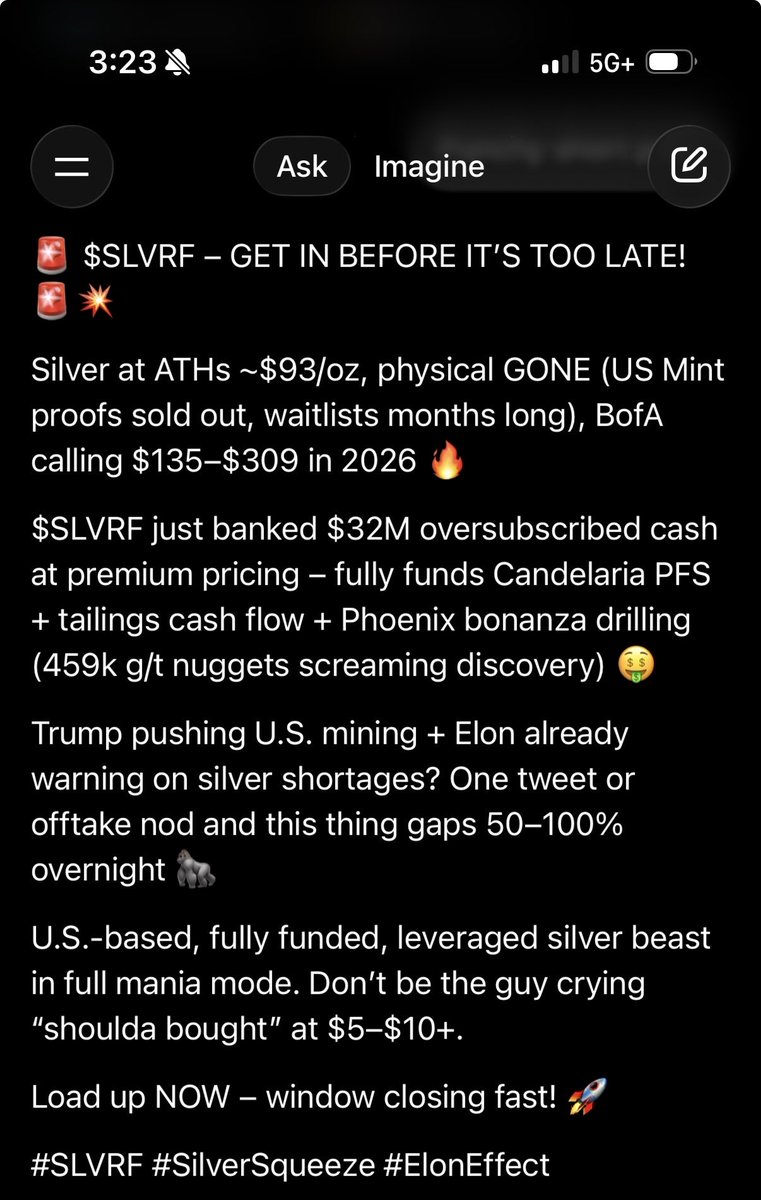 CharlesT_555's tweet photo. 🚨 $SLVRF – GET IN BEFORE IT’S TOO LATE! 🚨💥

#SLVRF #SilverSqueeze #ElonEffect https://t.co/BDsV0iBRiQ