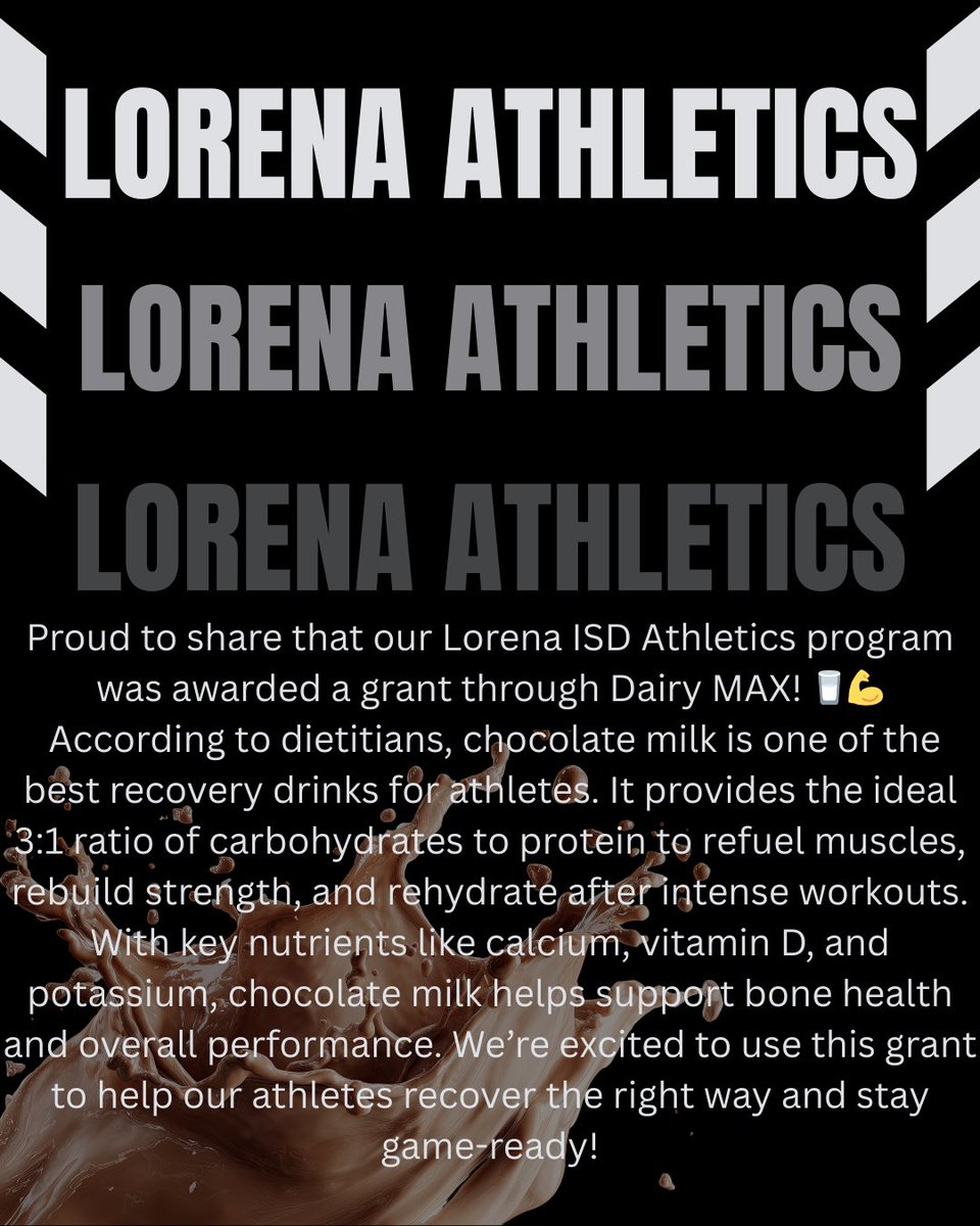 LorenaFootball's tweet photo. #DairyMAX #ChocolateMilk #RefuelRight #LorenaISD #StudentAthletes https://t.co/f3B5Ebvw94
