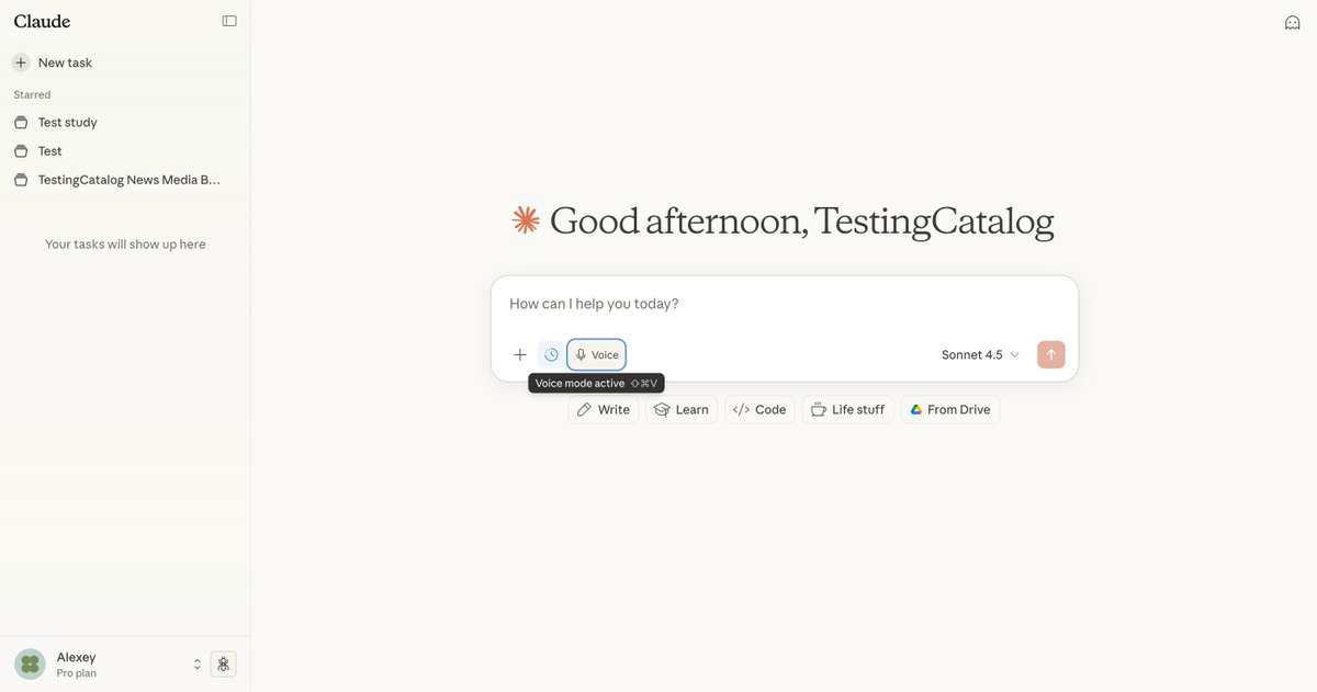 Voice mode active UI