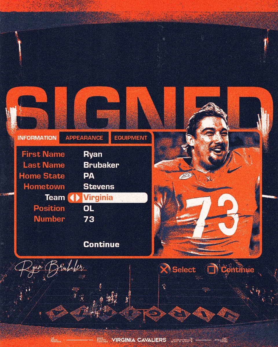 Welcome to Virginia.

Bolstering the OLine room with big man <a href="/RyanBrubaker73/">Ryan Brubaker</a> joining the Hoos

#GoHoos 🔶⚔️🔷