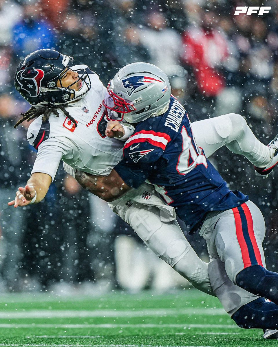 PFF's tweet image. The Patriots defense in the first half

🔹 4 INTs (1 pick six)
🔹 8 rushing yards allowed
🔹 6 tackles for loss or no gain
🔹 14 pressures