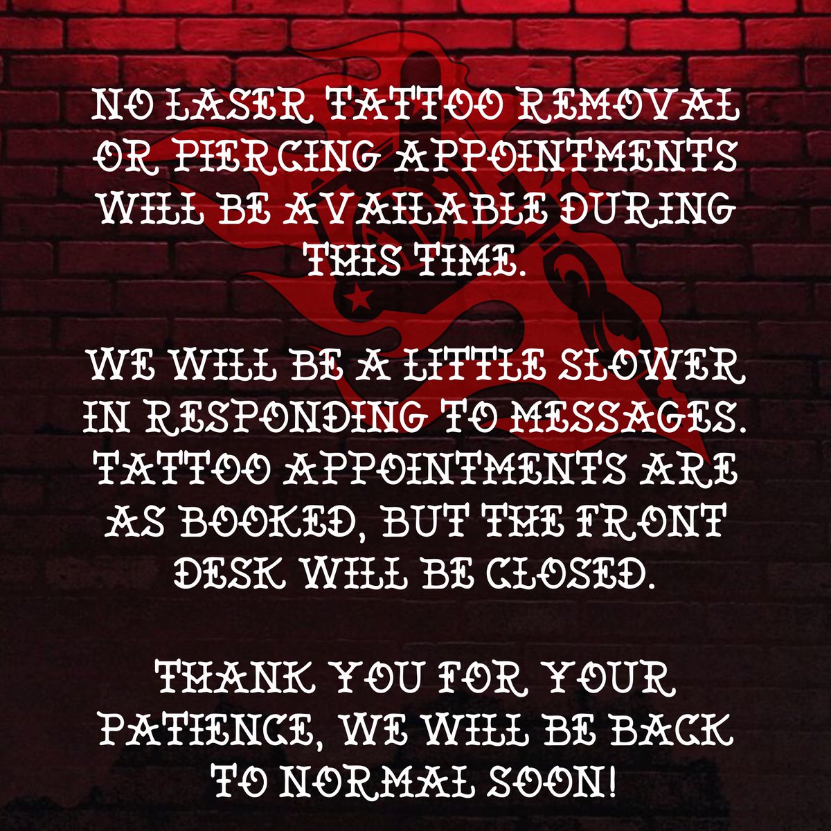Flaming_Gun's tweet photo. We have reduced hours for the next two weeks on the front desk as Kai has jury duty. ⭐️ Thank you for your patience ⭐️ #colchestertattoo #flamingguntattoo #colchester #juryduty  #reducedhours https://t.co/InaAuIzVhh
