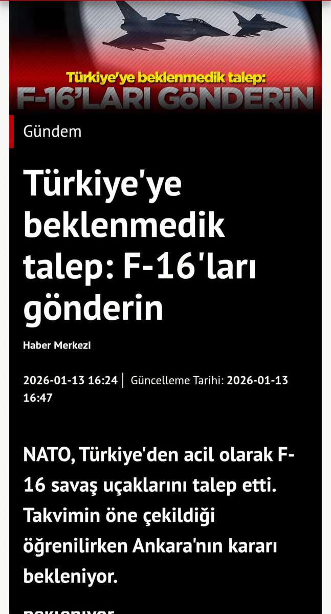 #SAKIN HA ! 
Böyle bir hataya düşmeyin . Türkiye'nin savunma gücünü zayıflatıyorlar.
Zaten bakımları için parça verilmiyor. 
Mühimmatı bile Pakistan,Endonezya'dan temin ettiğimiz zamanlar oluyor.
NATO üyesi AB ülkeleri Eurofighter vermedi. 
ABD - Sorsan müttefik !
F 16