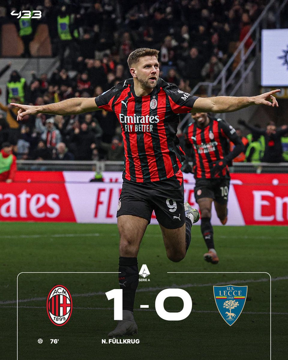 𝗙𝗨̈𝗟𝗟𝗞𝗥𝗨𝗚 𝗦𝗖𝗢𝗥𝗘𝗦 𝗛𝗜𝗦 𝗙𝗜𝗥𝗦𝗧 𝗚𝗢𝗔𝗟 𝗧𝗢 𝗚𝗜𝗩𝗘 𝗠𝗜𝗟𝗔𝗡 𝗧𝗛𝗘 𝗪𝗜𝗡 💪

Milan stay just 3 points behind league leaders and rivals Inter 👀