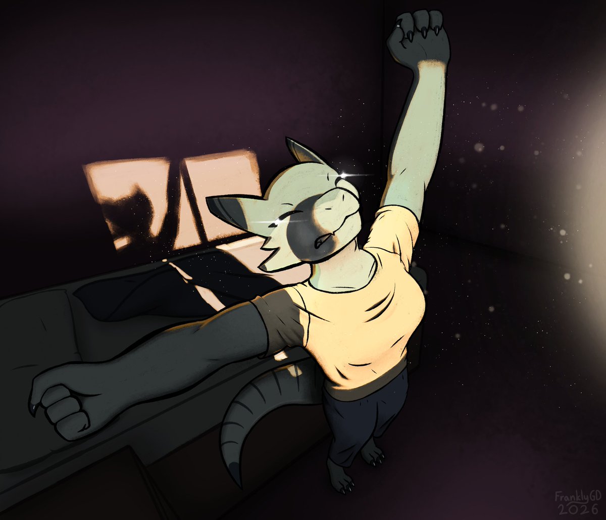 Lya having a morning stretch! 🌅

Made for <a href="/MrKirov1/">MrKirov</a> as a gift. #krita