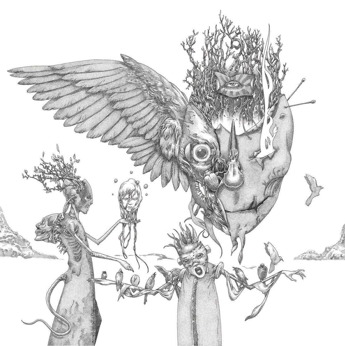 Lost_Machine's tweet image. In honour of @officialjonathandavis birthday, here are three pieces of art I did for the KoRN Untitled vinyl rerelease a few years ago.