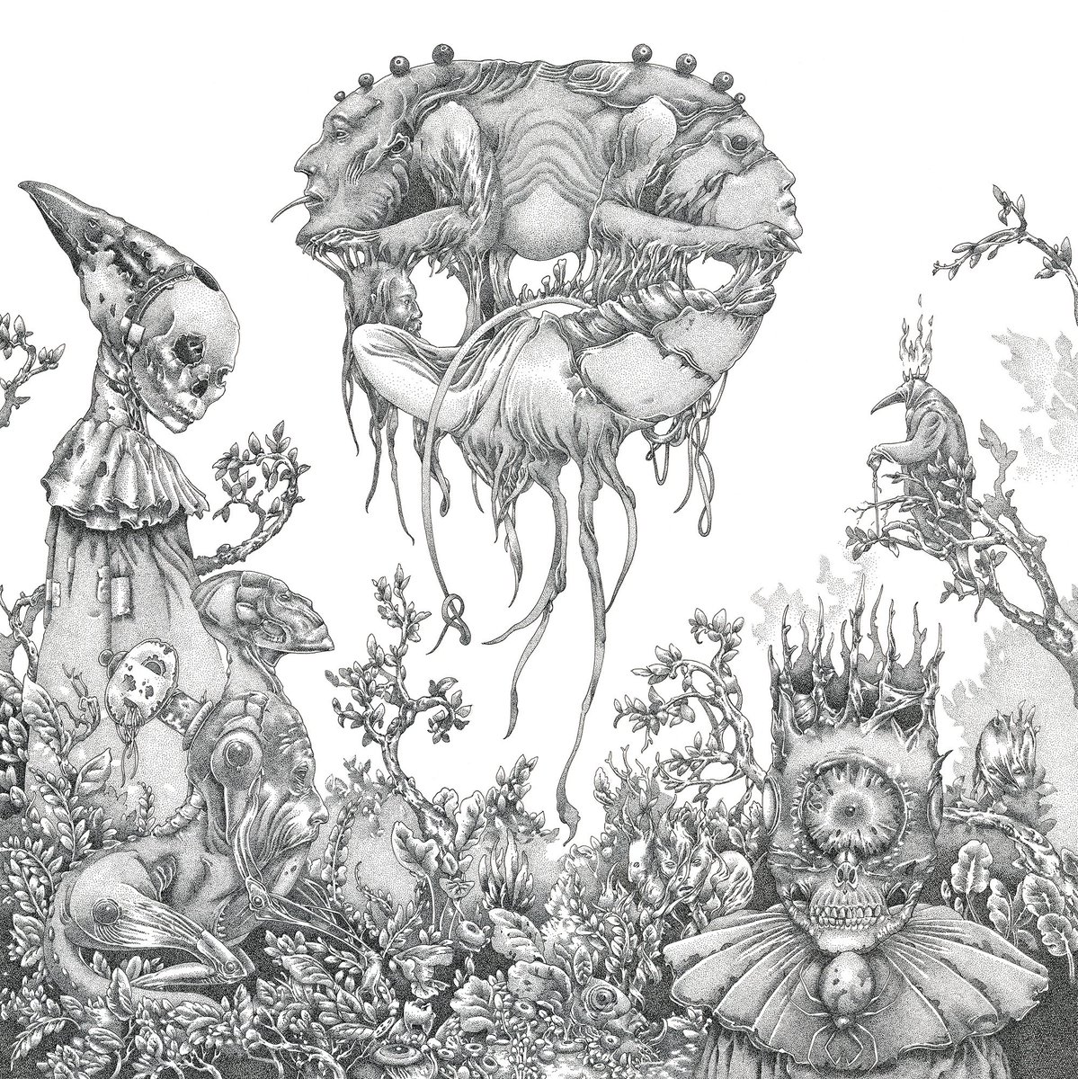 Lost_Machine's tweet image. In honour of @officialjonathandavis birthday, here are three pieces of art I did for the KoRN Untitled vinyl rerelease a few years ago.