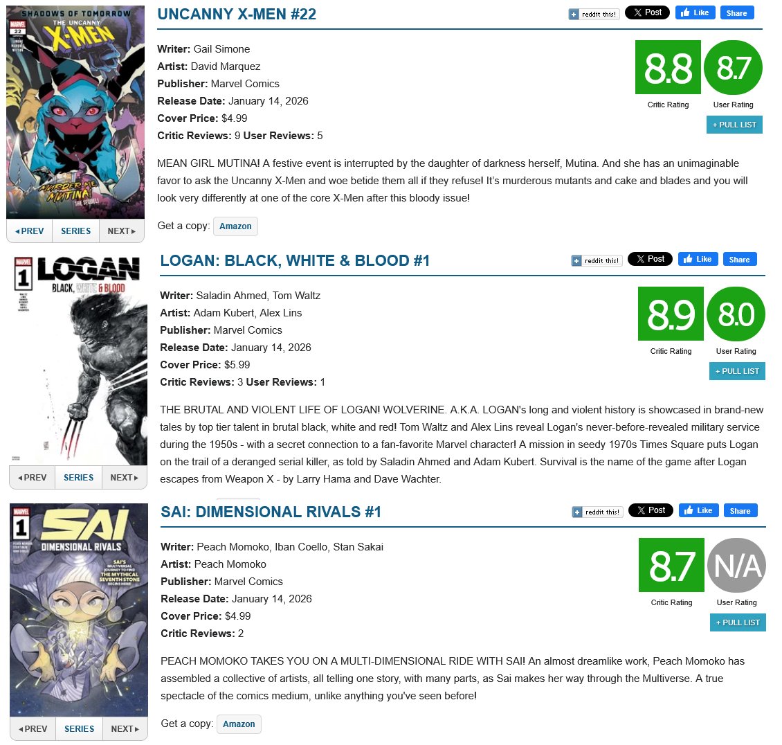 rafaradar's tweet photo. #XWeek January 14, 2026
Uncanny X-Men it's back on TOP 5!!!
#XSpoilers
@GailSimone @DaveMarquez
#SaladinAhmed @AdamKubert
@TomWaltz #AlexLins
#LarryHama #davewachter
@peachmomoko60
@TomBrevoort @annalisebissa https://t.co/38xODfX0x3