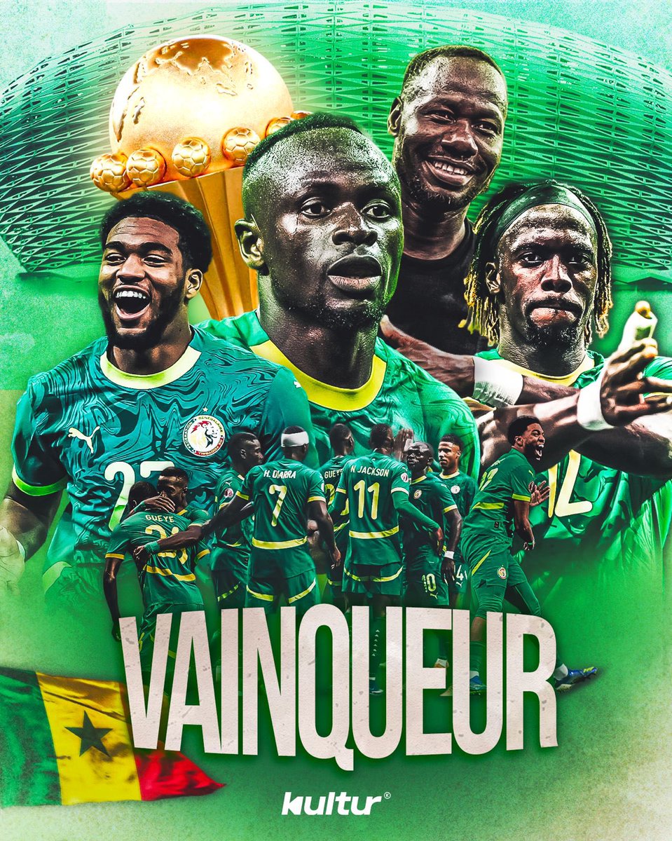 🚨 LE SÉNÉGAL CHAMPION D’AFRIQUE !!

Les sénégalais s’imposent 1-0 face au Maroc après une fin de match complètement folle 🇸🇳

Le Sénégal est sur le toit de l’Afrique.