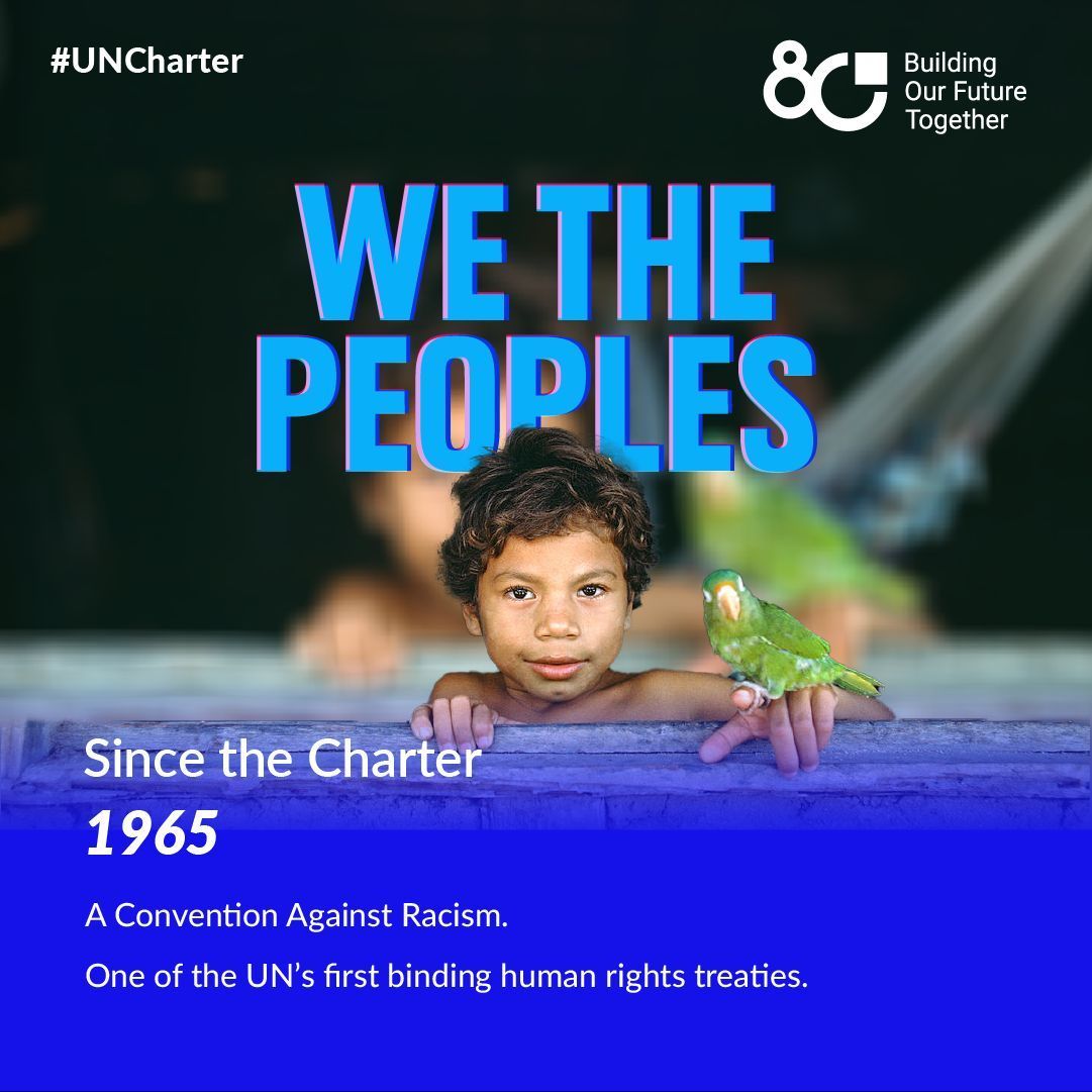 UNGeneva's tweet image. In 1965, nations committed to eliminate racial discrimination—legally &amp;amp; globally. A bold step from words to law.

The #CERD Convention was one of the first major human rights treaties to emerge from the #UNCharter.

#FightRacism @UNTreatyBodies