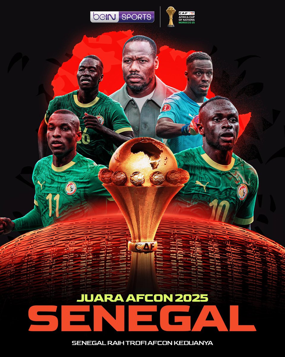 beINSPORTSid's tweet photo. Senegal kembali jadi Raja Afrika setelah tumbangkan tuan rumah Maroko dalam drama setelah extra time! πΈπ³π
Sadio Mane berpesta, Brahim Diaz harus menangis karena kegagalan penalti kontroversialnya!
#beINAFCON https://t.co/Lkb0A35Rxz