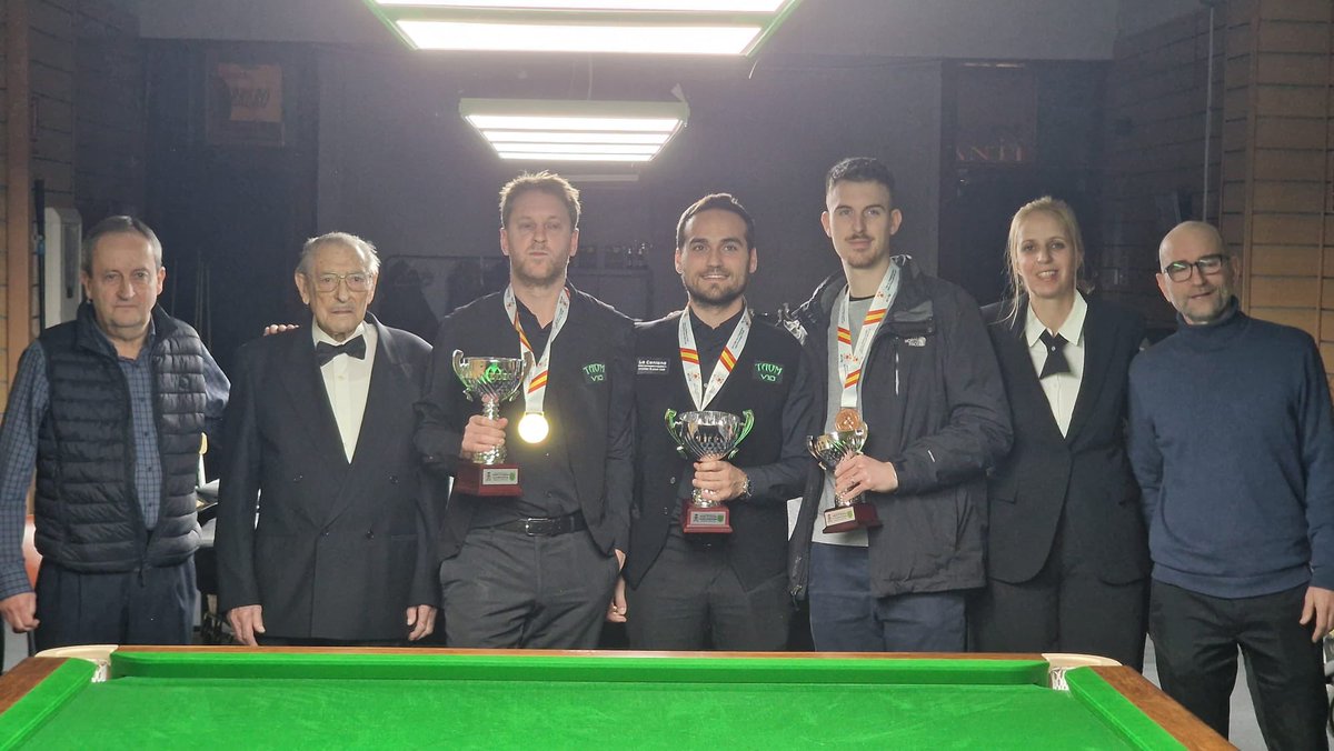 Snookerzaragoza's tweet photo. Daan Leyssen gana el Campeonato de España en su XV edición.
Se ha impuesto a Aleix Melià por 5-1. Victoria muy merecida, pero Aleix ha ido de menos a más en este torneo. Han arbitrado Ana Meneses y Juan Trujillo. https://t.co/WrINRKyssA