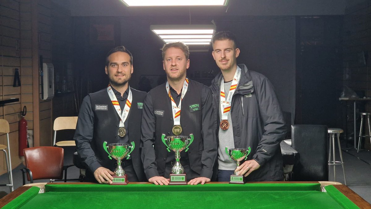 Snookerzaragoza's tweet photo. Daan Leyssen gana el Campeonato de España en su XV edición.
Se ha impuesto a Aleix Melià por 5-1. Victoria muy merecida, pero Aleix ha ido de menos a más en este torneo. Han arbitrado Ana Meneses y Juan Trujillo. https://t.co/WrINRKyssA