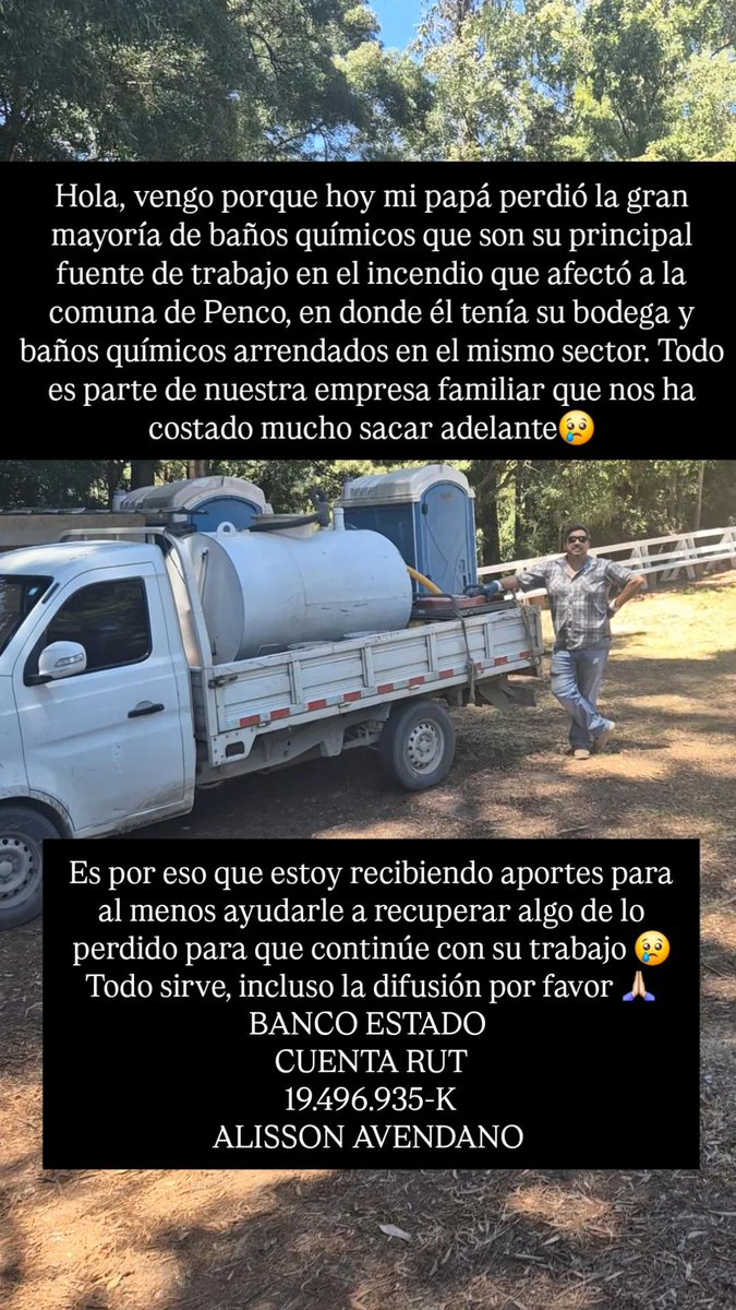 Hola mi papá perdió gran parte de fuente de trabajo hoy en el incendio que afecta la comuna de Penco :( agradecería difusión por favor