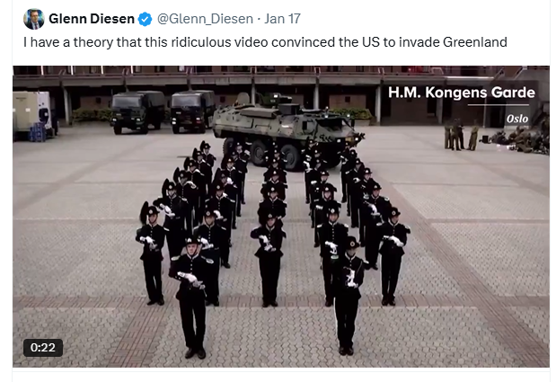 petteruspanus's tweet photo. "Forskeren" Glenn Diesen mener at det norske forsvarets "blimE-dans" overbeviste Trump om at han bør invadere Danmark. Forskeren vet ikke engang forskjell på Norge og Danmark. 

BlimE-aksjonen er en årlig, nasjonal vennskapskampanje fra NRK Super som oppmuntrer barn og unge til å inkludere, bry seg om og være venner med hverandre.
@Glenn_Diesen