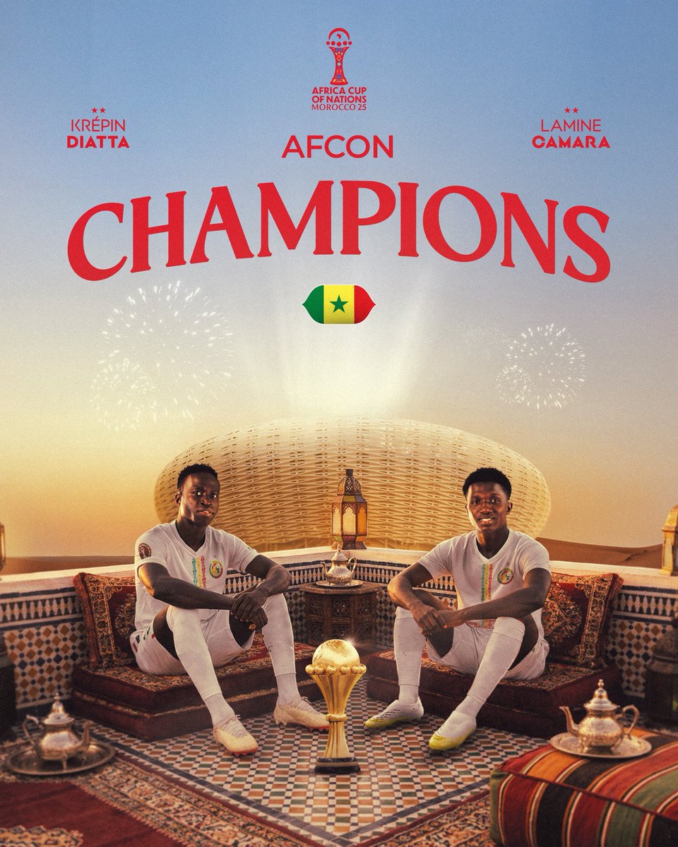 𝐂𝐇𝐀𝐌𝐏𝐈𝐎𝐍𝐒 🇸🇳

🏆 𝐋𝐚𝐦𝐢𝐧𝐞 𝐂𝐚𝐦𝐚𝐫𝐚 et 𝐊𝐫𝐞́𝐩𝐢𝐧 𝐃𝐢𝐚𝐭𝐭𝐚, remportent la Coupe d’Afrique des Nations !

Felicitations également à notre ancien joueur 𝐈𝐬𝐦𝐚𝐢𝐥 𝐉𝐚𝐤𝐨𝐛𝐬 !