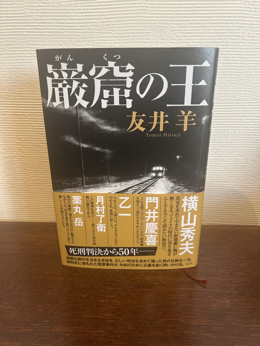 友井羊さん
『巌窟の王』（光文社）

二度読んで二度泣きました。
年末からずっと家族間で取り合い。全員一気読み。

冤罪で死刑判決を下された男
その不屈の精神に目が眩みます