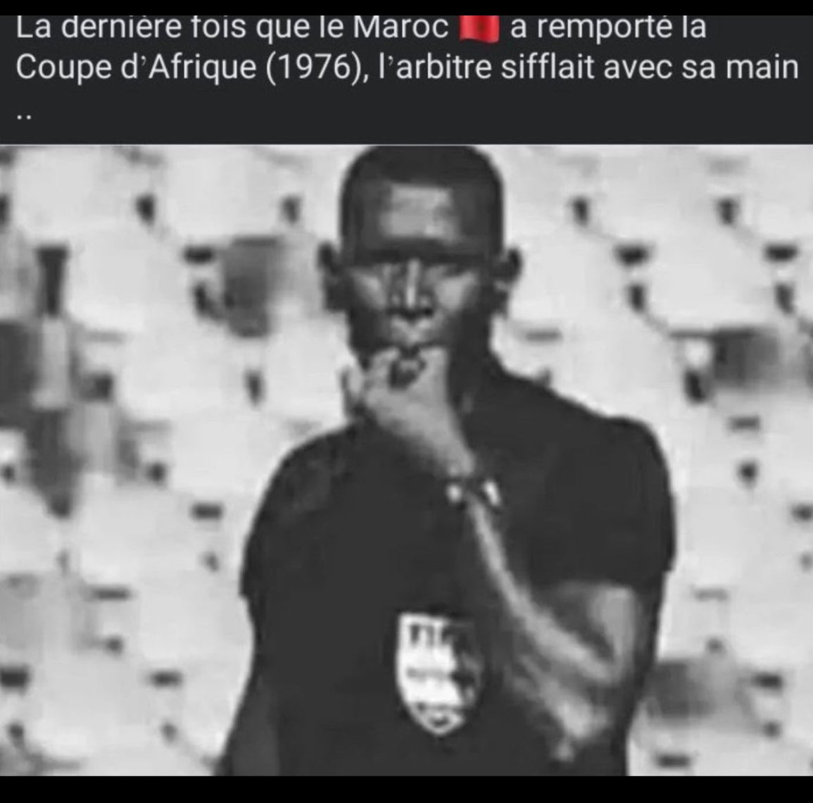sen__97's tweet photo. @ImpactMediaFR Ils ont tout acheté, pour qu’au finale on retienne qu’ils ont gagné leur dernière CAN avec un arbitre qui siffle avec les doigts MDRRRRRRRRR https://t.co/evzbdQUXD4