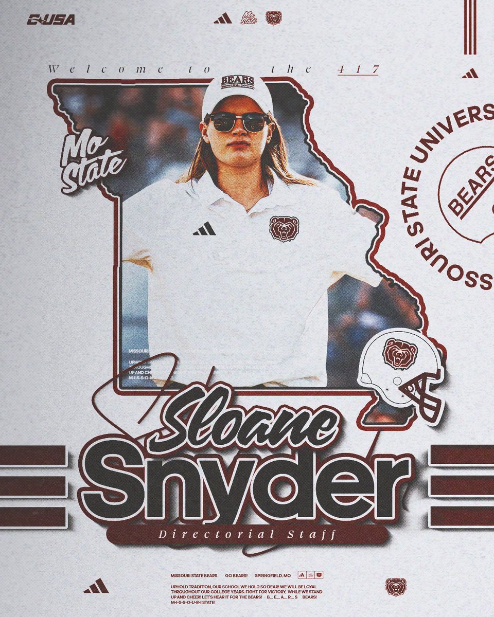 MoStateFootball's tweet image. 𝐖𝐞𝐥𝐜𝐨𝐦𝐞 𝐭𝐨 𝐭𝐡𝐞 𝟒𝟏𝟕, @SloaneSnyder14 🐻 

🔗 tinyurl.com/t6dveanx

#GoBears | #WeAreMoState