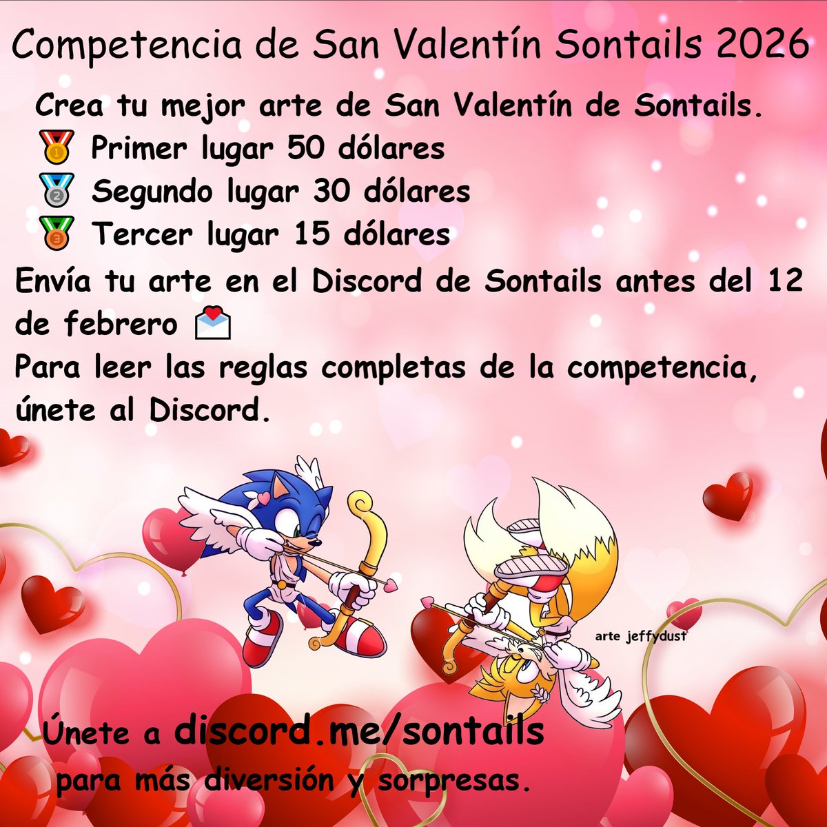 💖 ¡El Evento de San Valentín de Sontails en Discord ya está aquí! 💖
Llamando a todos los artistas a crear arte adorable del ship 🎨
Premios: 1° $50 | 2° $30 | 3° $15
Para las reglas completas, únete a nuestro Discord.
#sontails #tailsthefox #Tails