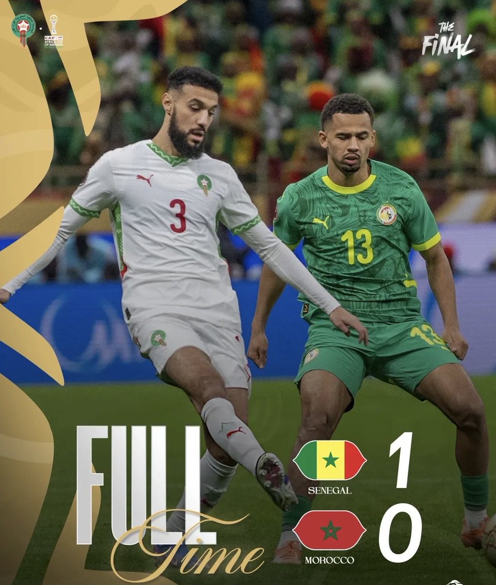 سبحان الله لن يصيبنا إلا ماكتبه الله لنا !
كلشي وقع باش منخدوش الكأس : إصابات بالجملة، الشغاب ، انسحاب لاعبين 🇸🇳السنغال
نقص عددي ،  تلاعب بنفسية اللاعبين 
الحمد لله على كل حال❤️‍🩹