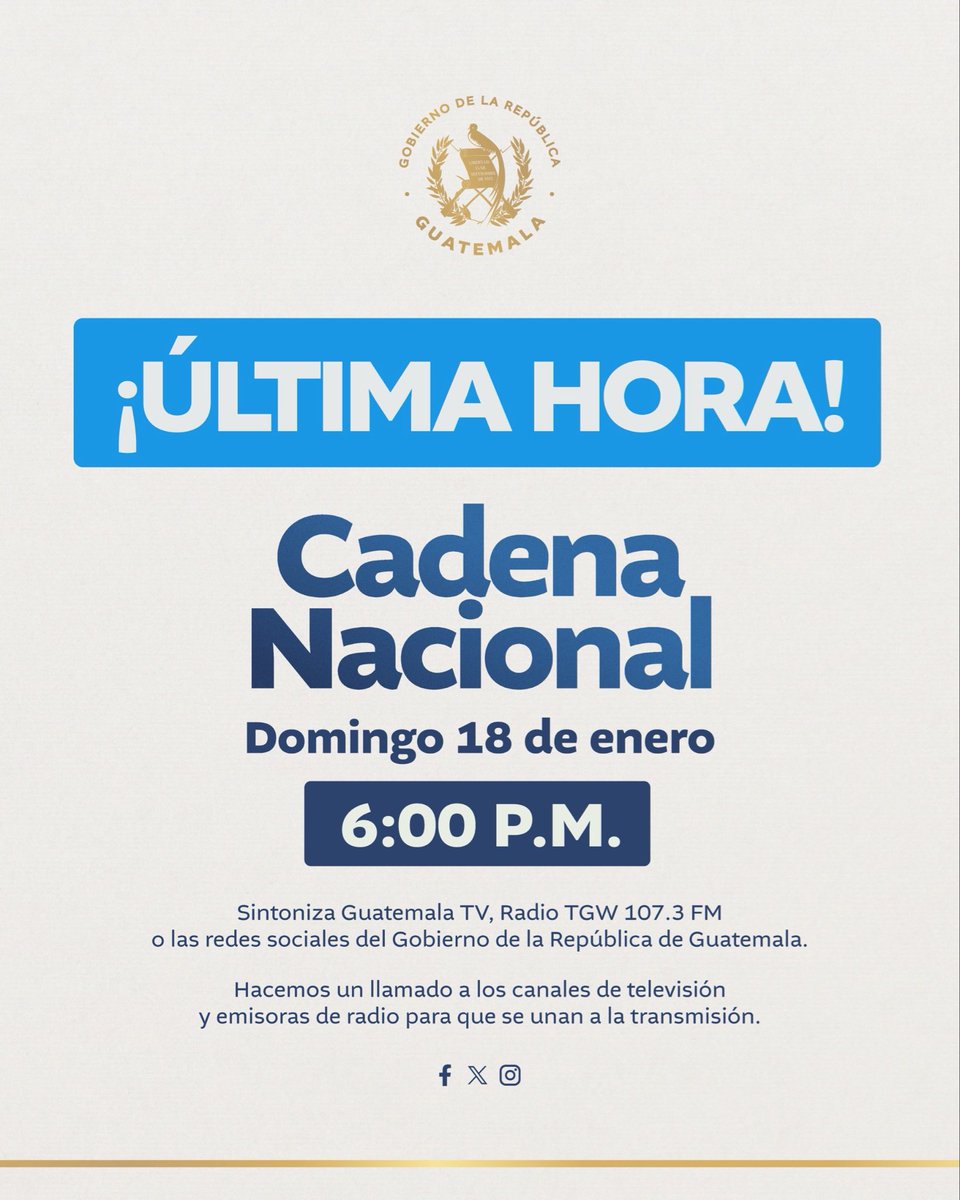 Las fuerzas combinadas del Ejército de Guatemala y la Policía Nacional Civil, ya están en las calles. 

Me dirigiré al país con todas las medidas que estamos tomando para garantizar seguridad por medio de Cadena Nacional hoy a las 6 P.M.