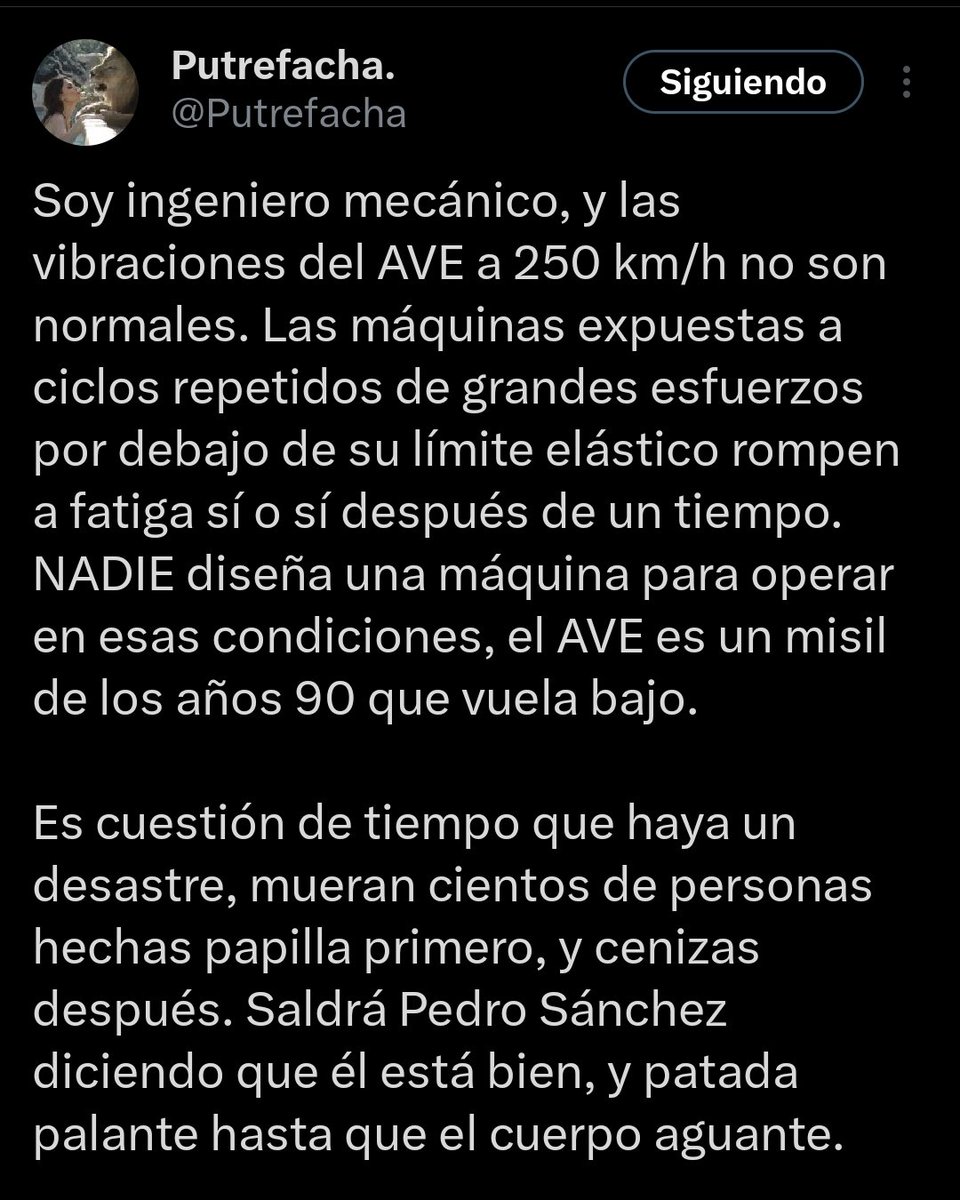 Esto dice un ingeniero mecánico. ¡Estamos en manos de psicópatas!