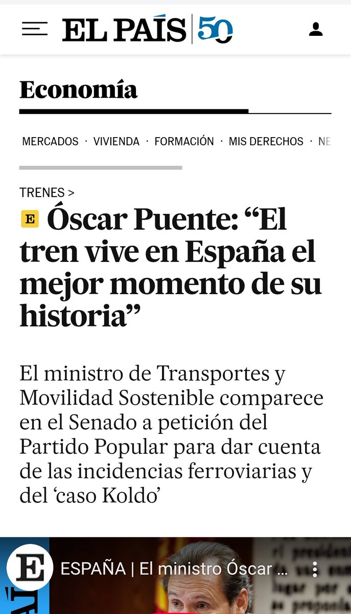 Agosto de 2024. El fenómeno de Puente dejaba este titular en <a href="/elpais_espana/">EL PAÍS España</a>
Ahora que se lo explique a las familias de los fallecidos en el terrible accidente de tren de Adamuz. 
Mi apoyo y oraciones por esas personas que han perdido la vida y por los heridos.