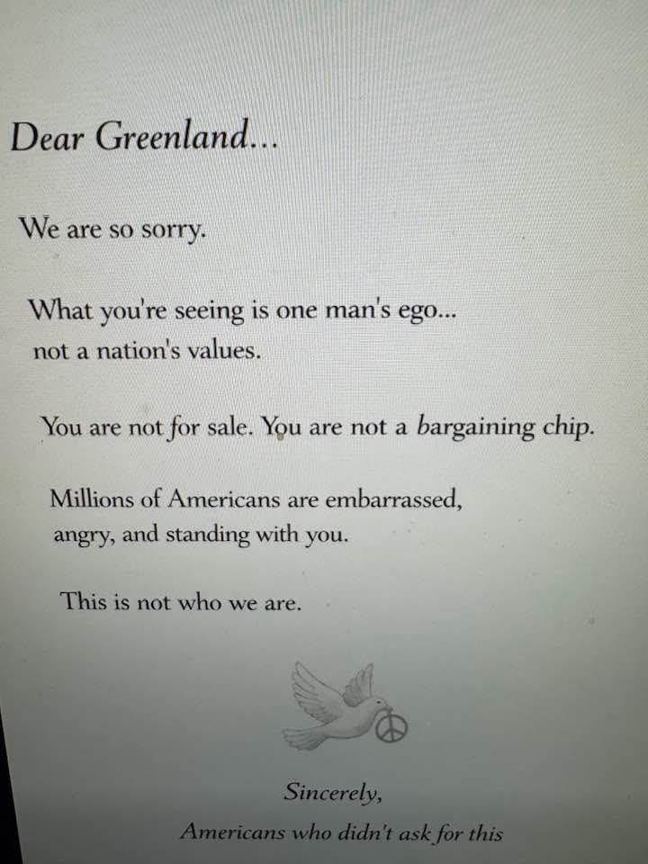 ValorMom76's tweet photo. @GreenlandMFA 
Trust me, not all of America agrees with our POS (piece of sh*t) delusional, narcissistic #POTUS https://t.co/OuaRpbBby3