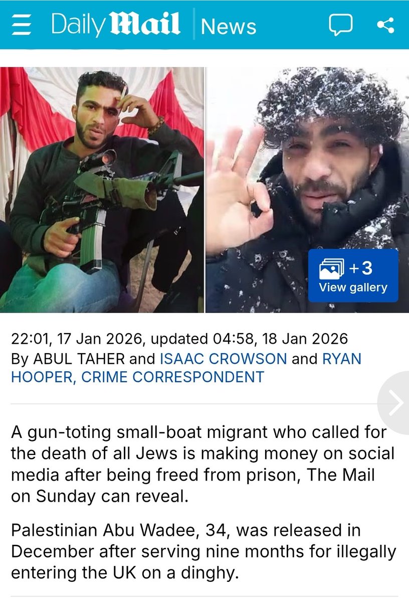 TRobinsonNewEra's tweet image. Another day in "Modern Britain" and another islamist, this one who brandishes a gun and calls for the death of Jews, is freed back onto our streets.

Meanwhile @EvaVlaar was told this week that she's banned from the country.