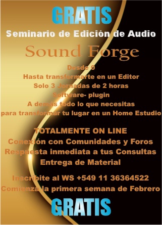 Vamos!! Los Espero... 100% Gratuito... Seminario de Edición de Audio en Solo 3 Horas...