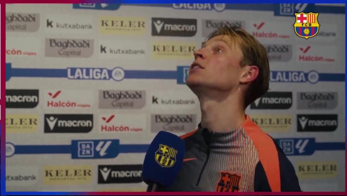 BarcaTimes's tweet photo. 🚨🎙️| De Jong: “The referee, his behavior could be a bit closer to the players instead of always looking at you like that with a condescending gaze as if whenever you say something, he pulls out a card for you.” #fcblive 😡 https://t.co/IOOPegssF3