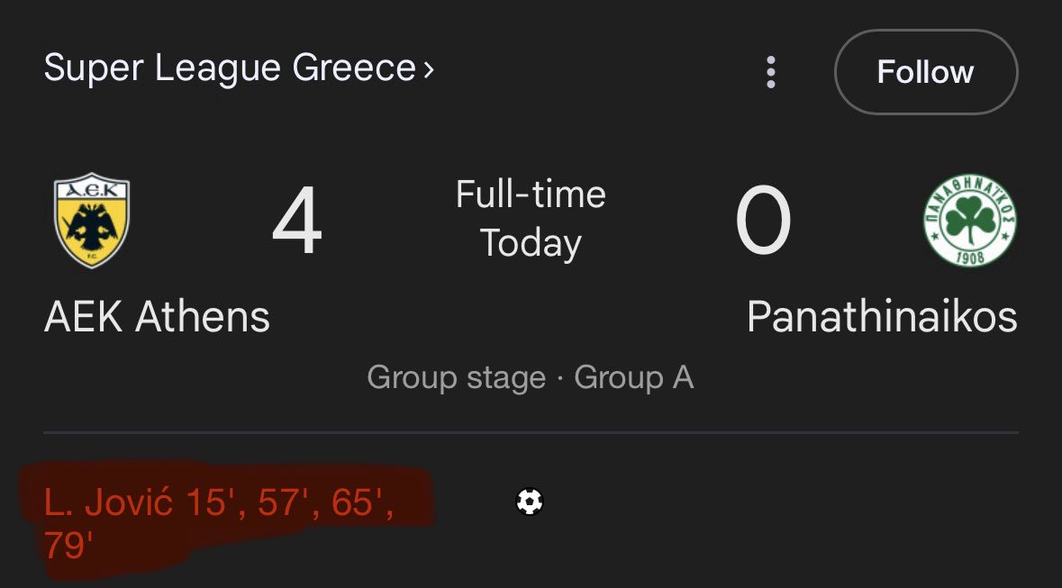 Jovic meteu 4 gols hoje no dérbi de Atenas. Clamoroso 😦