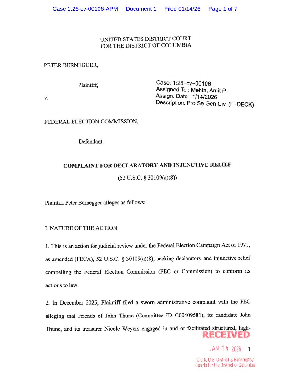PeterBernegger's tweet image. Lawsuit filed pertaining to @LeaderJohnThune and his Treasurer Nicole Weyers for Smurfing, see tweet below for details. 

@MAGAVoice @FFT1776 @Notwokenow @mitchellvii @Bubblebathgirl @IanJaeger29 @LeahRain77 @dandinohill @catturd2 @1Nicdar @Milajoy @GlockfordFiles @honestpollster…