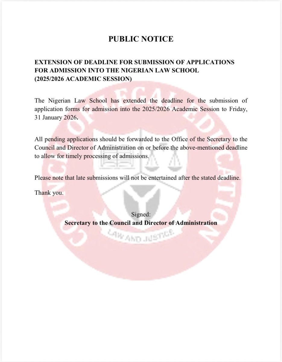 COUNCIL OF LEGAL EDUCATION, NIGERIAN LAW SCHOOL. tweet media