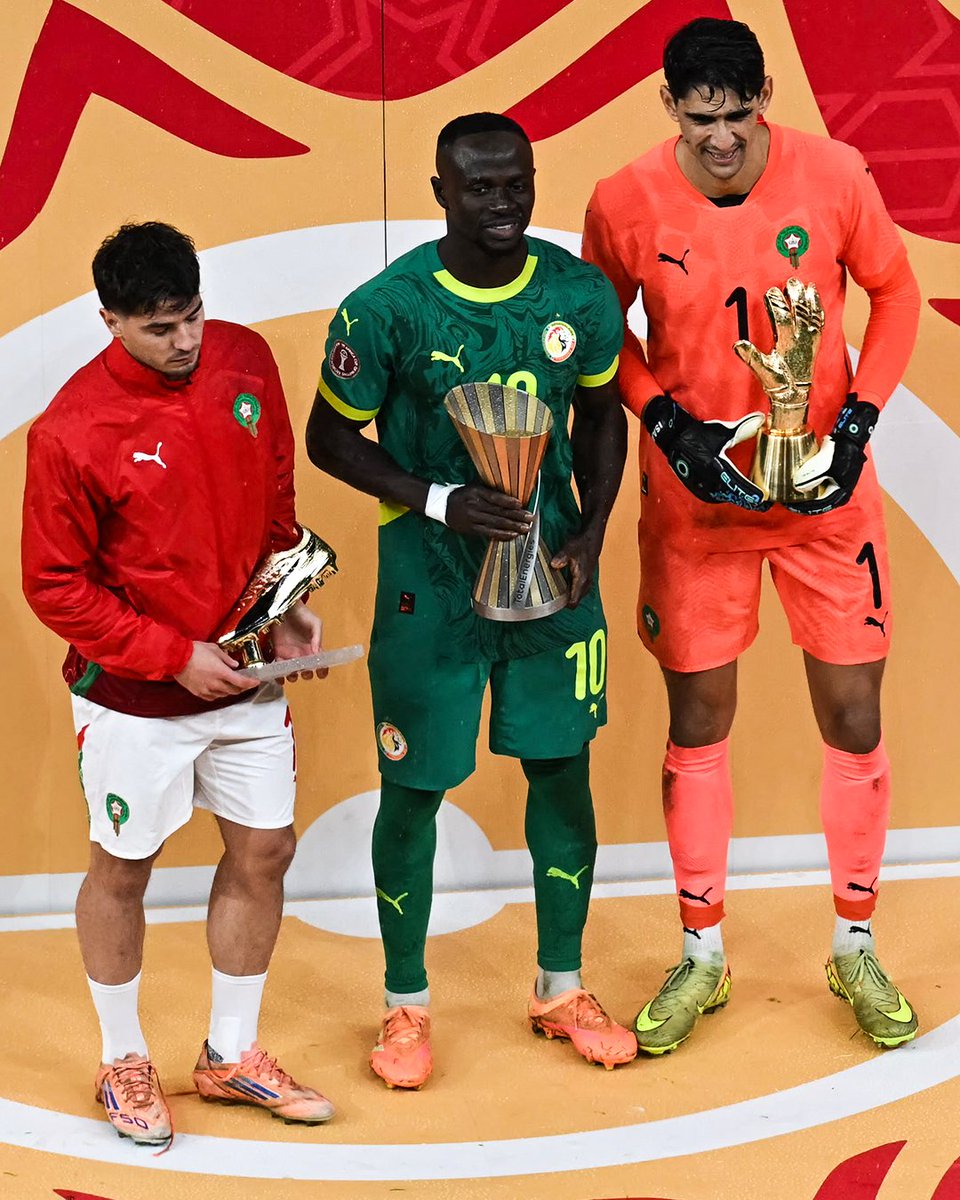 brfootball's tweet image. 🏆 Top scorer: Brahim Díaz
🏆 Man of the Competition: Sadio Mané
🏆 Best Keeper: Bono

AFCON’s best 👏🌍