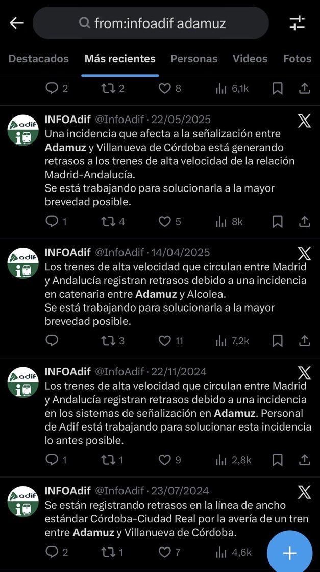 Capitana_espana's tweet image. 🚨Dicen que están borrando estos tuits de años de @InfoAdif comunicando incidencias en el mismo punto donde ha ocurrido el accidente de hoy 

COMPARTE Y GUARDA 👇