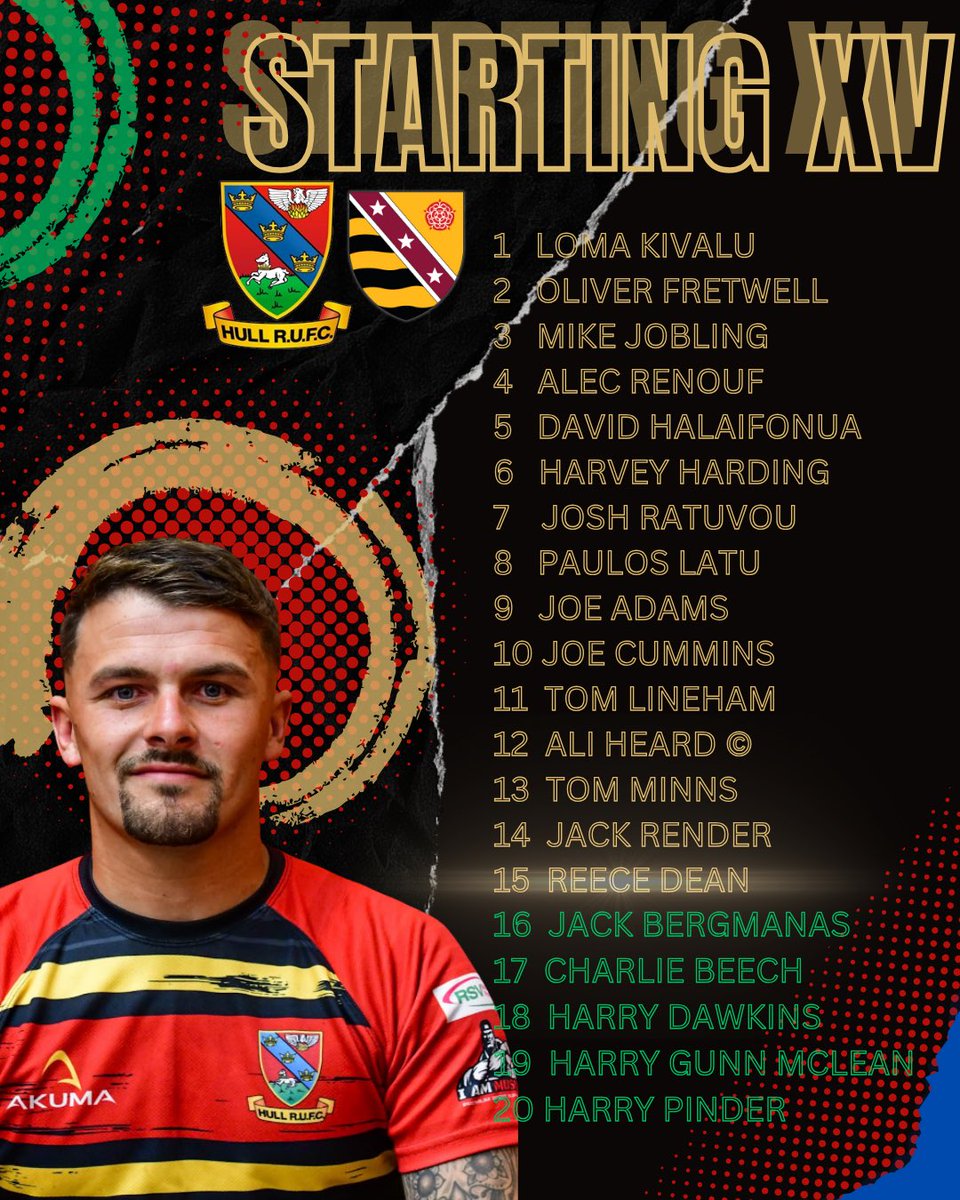 hullrugbyunion's tweet image. Your Hull RUFC starting XV to face @fylderugby 🏉

📍Ferens Ground, HU5 4EF. 
⏳The 13th meeting between the two clubs! 
🏡 Our 10th home game this season. 
 
This match is sponsored by @Gosschalks - a huge thank you for your unwavering support for Hull👏.