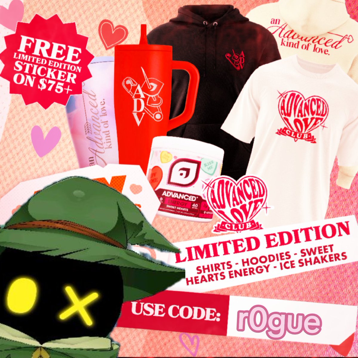Goons and Goblins… love hits harder when it’s caffeinated.
<a href="/ADVANCEDgg/">ADVANCED®</a> just dropped Valentine’s Day merch + product specials, and they’re only around for a short time.
Fuel your streams, grinds, and late-night quests with zero sugar, zero crash energy 💥
Perfect for gifting… or