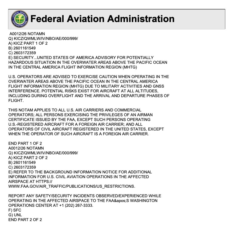 🇺🇸🚨 | ÚLTIMA HORA: Estados Unidos emitió advertencia de «actividad militar» en el espacio aéreo cerca de México y países de América Central y del Sur.