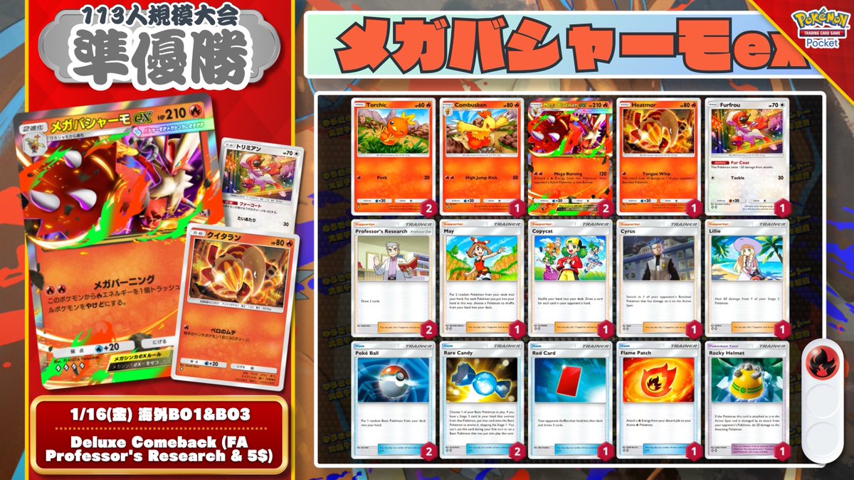 🌏 ポケポケ 大会結果｜1/16(金) 🌏 113人参加の大会で『スイクンex