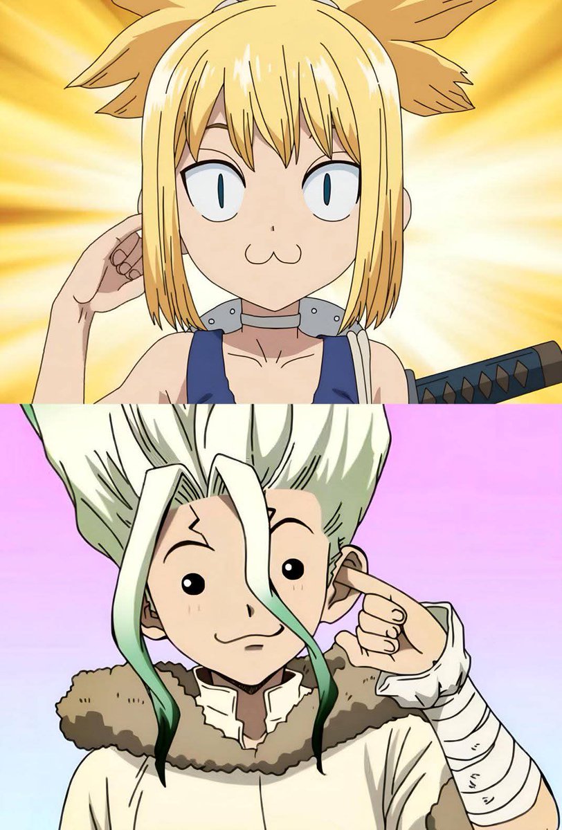 MothMan_dcst's tweet image. Me encanta el hecho de que Kohaku se aprendiera todas las mañas de Senku 🦁✨