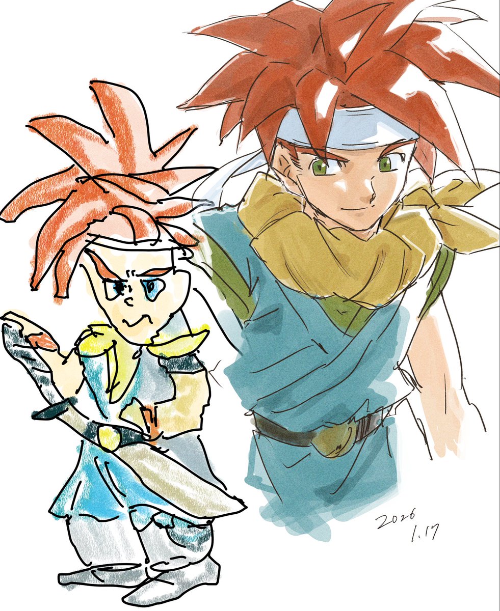 新幹線で恒例のお絵描き大会クロノトリガー編
夫は絵を描かないのですが今回頑張って描いてくれました。顔がじわる…