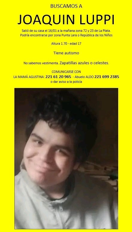 Gente! Por favor, máxima difusión 👇. Todavía no lo encontraron... Piden que la foto llegue a la línea 275 o 273 que son los que sospechan que puede haberse tomado...
#LaPlata