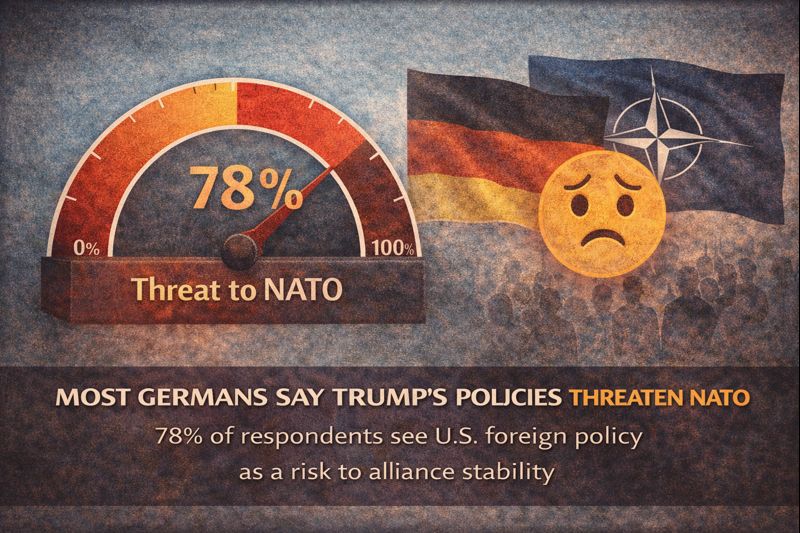 WorthyClips's tweet image. A new survey reveals that a significant majority of Germans view U.S. President Donald Trump’s foreign policy as a serious threat to NATO. According to a recent poll, about 78–80 % of respondents said Trump’s approach endangers the NATO, while only around 18 % disagreed.